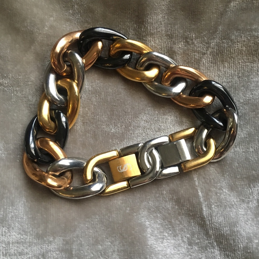 Stainless Steel Multi-Colored Link Bracelet